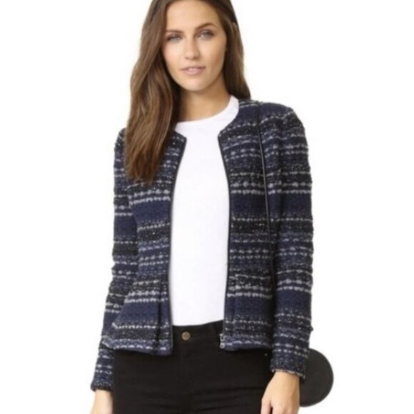 Rebecca Taylor Navy Blue Lurex Tweed Jacket